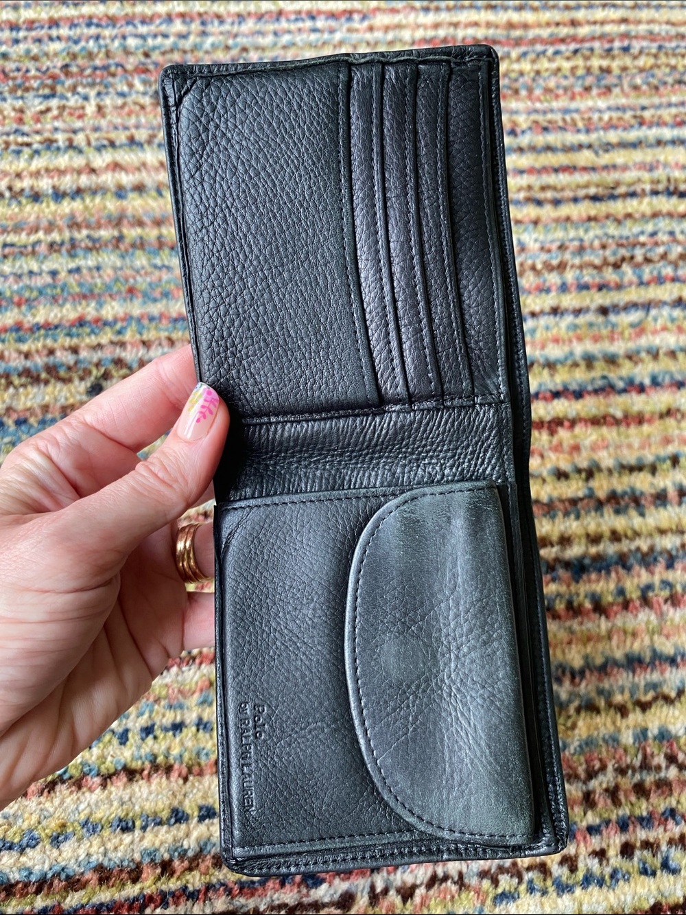 Polo Ralph Lauren black leather bifold wallet